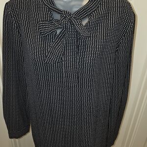 Black and White Polka Dot Adrianna Pappel Blouse with Bow